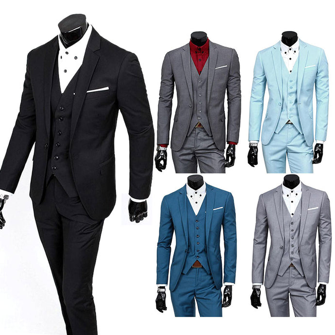 Men's Slim Suit Champagne Tuxedo  3 Piece Groom